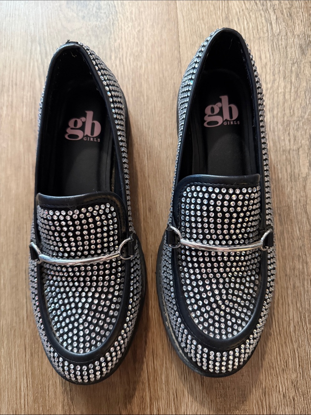 GB Girls rhinestone loafers size 3